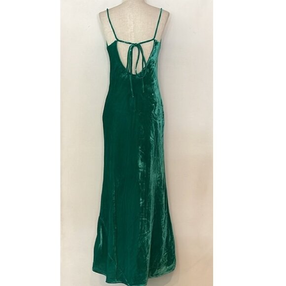 NEW RHODE JEMIMA VELVET SLIP STYLE MAXI DRESS IN EMERALD GREEN SIZE 6 - Picture 3 of 9